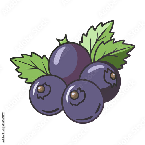 A delightful cluster of fresh blueberries with vibrant green leaves, ready to eat