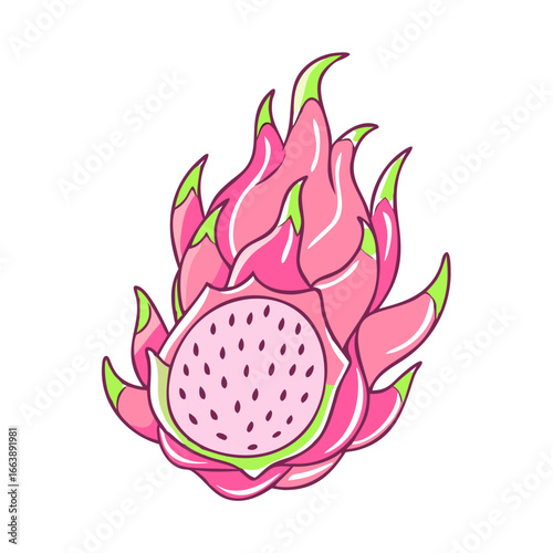 Stylized vector illustration of a vibrant and delicious Dragon Fruit delicacy