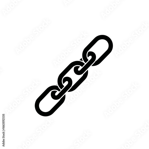 Black chain link icon in minimalist design  