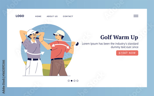 Golfers Stretching for Warm-Up Vector Illustration