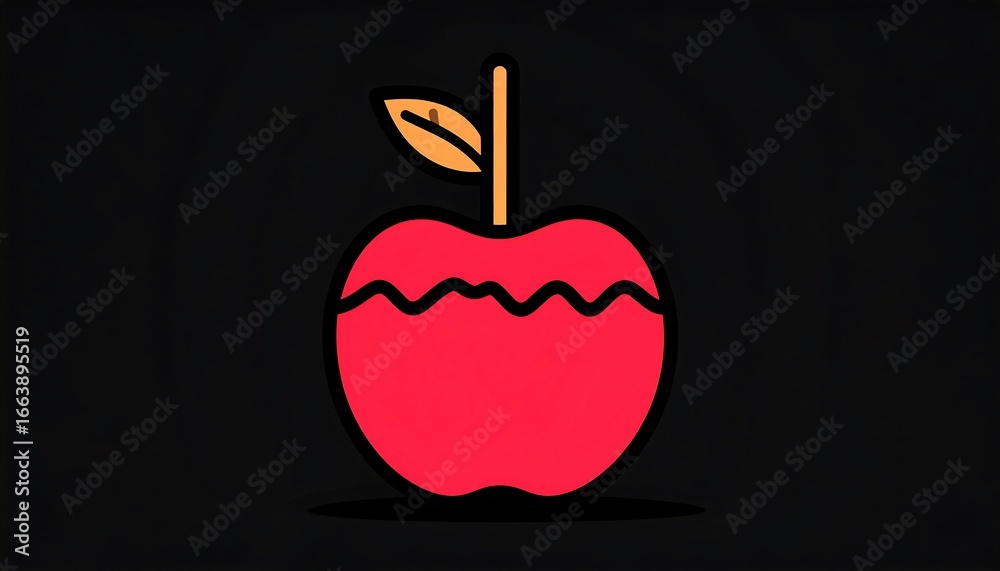 Obraz premium A vibrant, outlined illustration of a candy , against a stark black background, captures the simple sweetness of a classic treat.