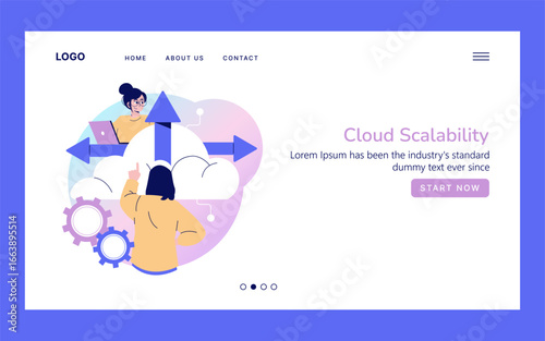 Cloud Scalability Vector Illustration with People