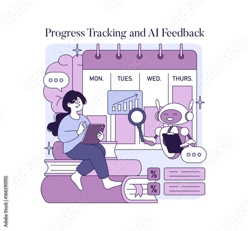AI Feedback in Progress Tracking Vector Illustration