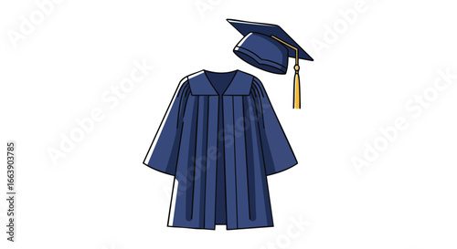 Academic Regalia Depiction: A Symbolic Image of Graduation Success and Educational Attainment Symbolizing Hard Work Academic Achievement and Future