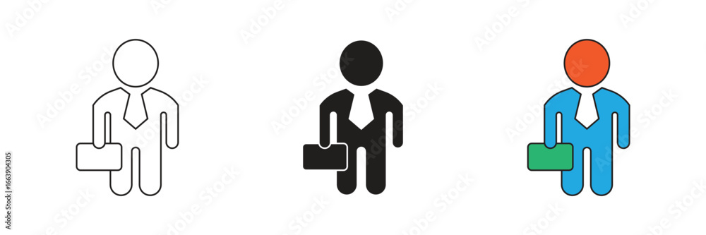 Obraz premium Office worker vector icon isolated on a white background. Flat design office worker icon. Great for web design and business.
