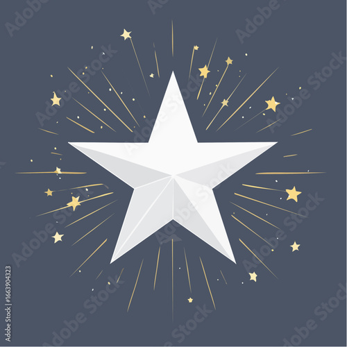 Firefly Minimalist Star Vector design with radiant beams and subtle geometric light rays on dark canvas