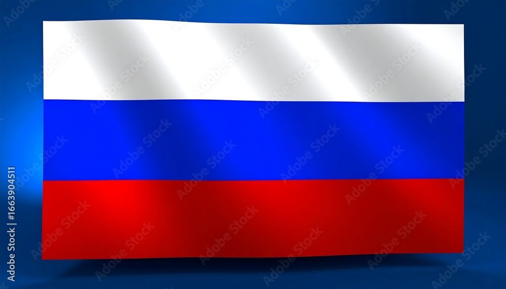 Fototapeta premium A digital rendering of the Russian flag, featuring horizontal stripes of white, blue, and red, displayed against a deep blue backdrop.