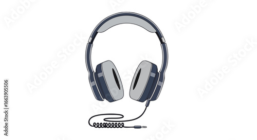 Modern headphones illustration showcasing audio listening equipment for immersive sound experiences with a sleek and minimalist design featuring