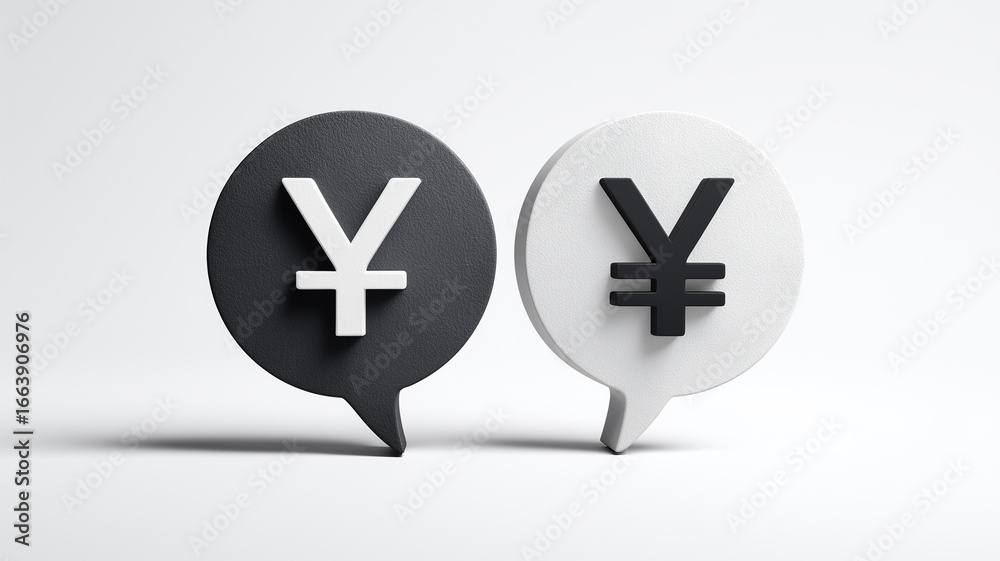 Obraz premium ダーク調吹き出しと白い円記号バッジ