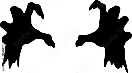 Halloween Zombie Hands Silhouette Vector illustration isolated on white background 