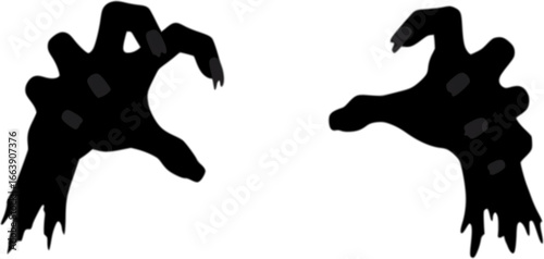 Halloween Zombie Hands Silhouette Vector illustration isolated on white background 