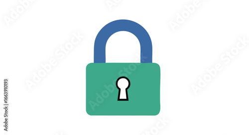 Conceptual vector graphic of a secure padlock icon, illustrating digital safety and privacy protection, a strong barrier against unauthorized access