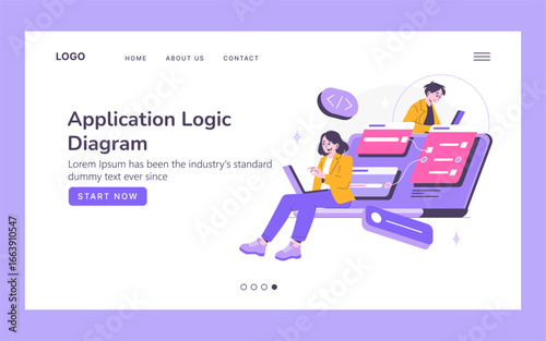 Application Logic Diagram with Developers Working