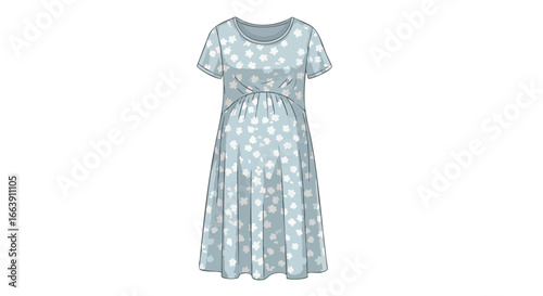 Stylish maternity dress with a floral pattern and comfortable design for expectant mothers making it suitable for everyday wear during pregnancy
