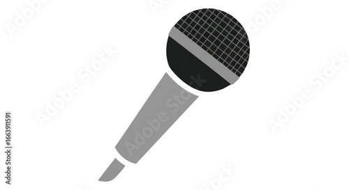 Illustration of a sleek microphone isolated on a white background, ideal for music podcasts and presentations or creative audio projects