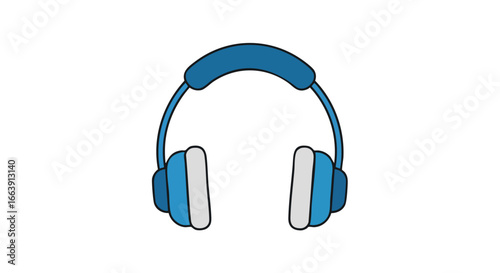 Illustration of blue headphones with a simple design, suitable for music apps or audio equipment promotional materials, enhancing visual appeal and