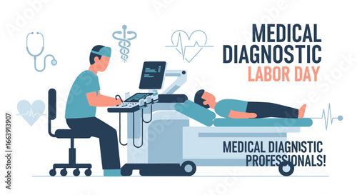 A medical professional performs an ultrasound on a patient, celebrating Medical Diagnostic Labor Day for professionals.