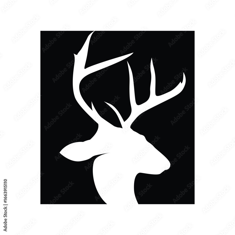 Obraz premium simple black silhouette deer logo vintage design deer forest animal hunter