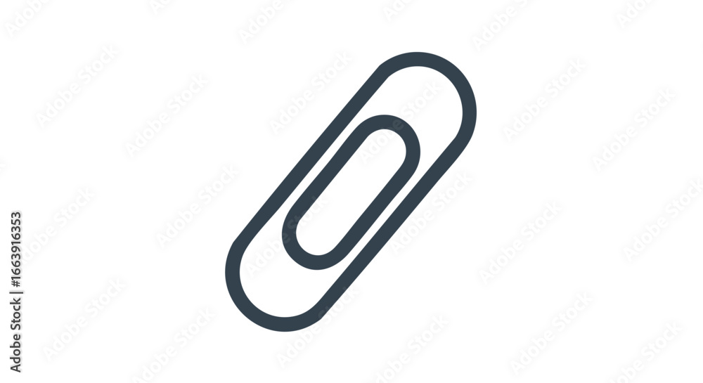 Stylized graphic illustration of a paperclip against a stark white backdrop minimalist design for design projects or corporate communications Stylized graphic illustration of a paperclip against a stark white backdrop minimalist design for design projects or corporate communications