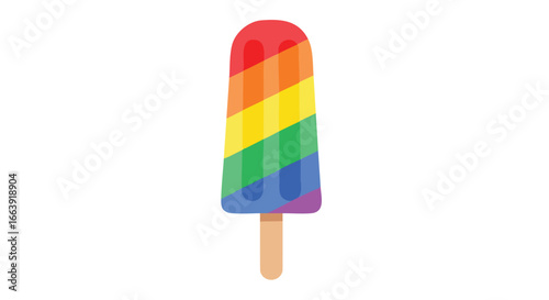 Colorful Rainbow Popsicle Icon for Summer LGBTQ+ Pride Celebration Graphic Design Element Illustration Isolated on a White Backdrop