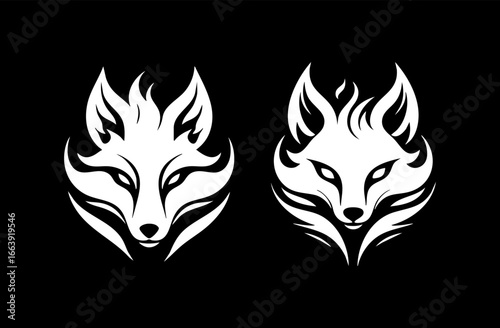 Fox face with fire logo concept