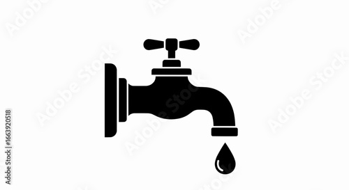Vector Illustration Icon of a Dripping Water Tap