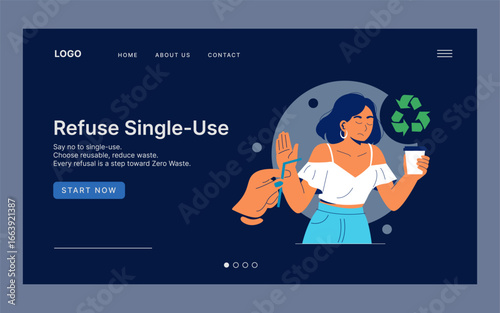 Vector Illustration of Refusing Single-Use Items for Zero Waste