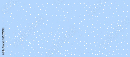 Vector illustration of an elegant panoramic blue background filled with snowflakes, ideal for Christmas cards, seasonal patterns and festive graphic designs