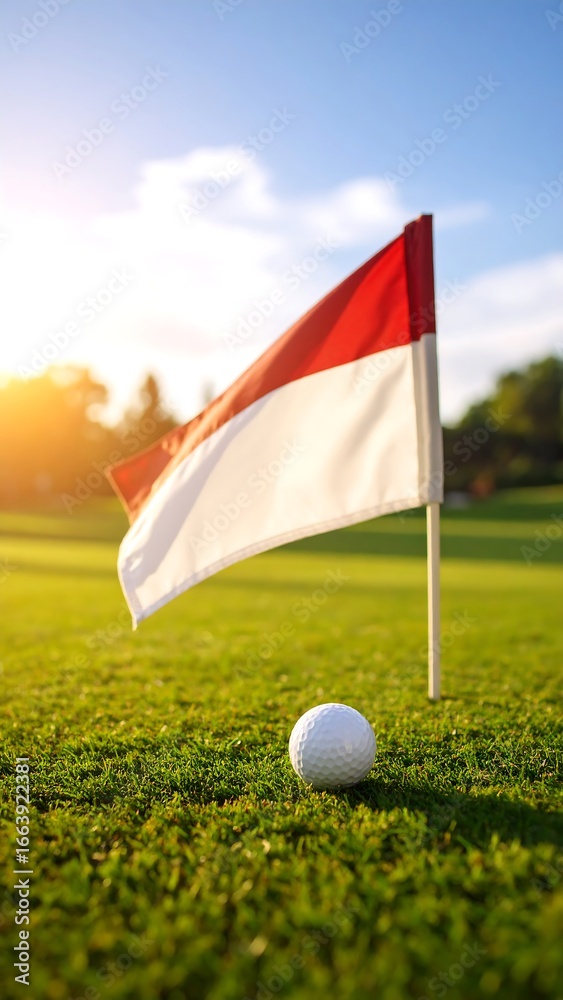 Obraz premium Golf flag with Indonesian flag