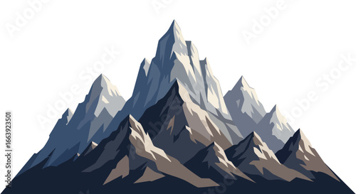 Majestic Mountains Peaks: A Geometric Vector Depiction of Rugged Summits and Jagged Edges Against a Clean White Background