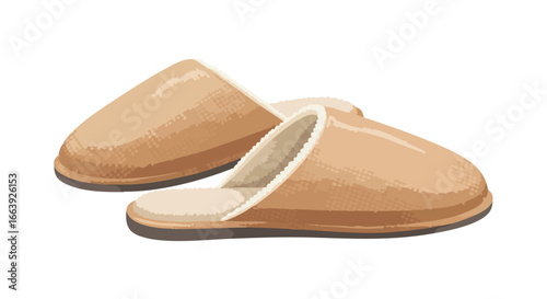 Cozy Indoor Comfort: A Pair of Soft Beige Slippers for Relaxing at Home After a Long Day