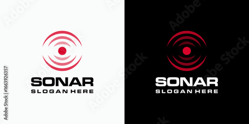 Abstract radar detector wave vector logo design. Icon for business, military, fishing and personal branding.