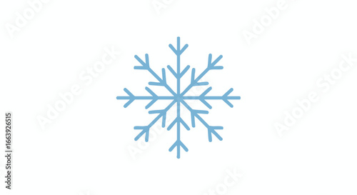 Delicate icy snowflake icon, minimalist winter illustration, frosty weather symbol, isolated design for holiday season with pale blue hue on clean