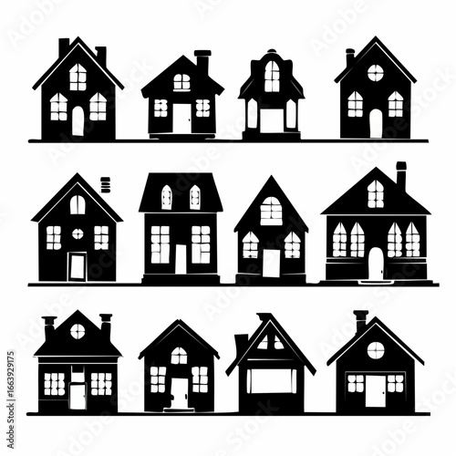 Silhouette Serenity A Diverse Collection of House Designs in Vector Format