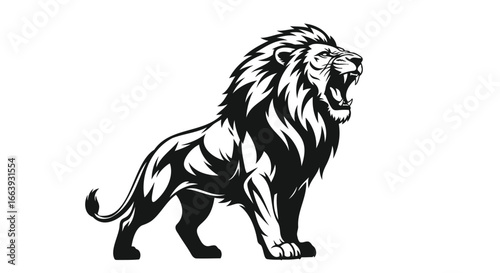 Lion roaring silhouette animal illustration vector, lion vector illustration