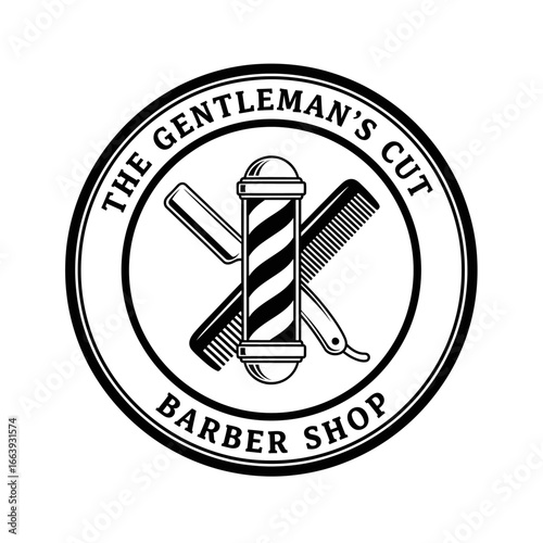Barber shop gentlemen cut, logo design vector illustration