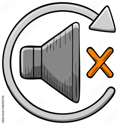 Mute button with a circle icon and orange cross mark to represent sound or volume off