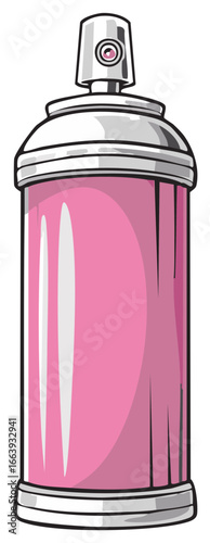 Pink aerosol spray paint can vector illustration, icon for graffiti and street art