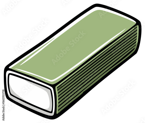 Green book with black outline and white page edges is simple clean artwork
