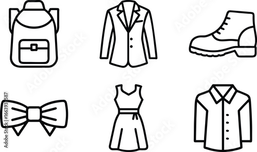 Fashion Clothing Icons Backpack Blazer Boot Bow Dress Shirt