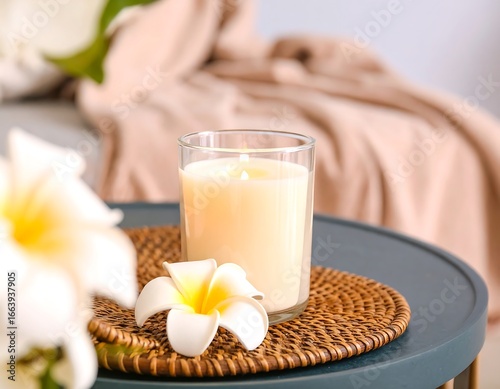 Relaxing candle on a table