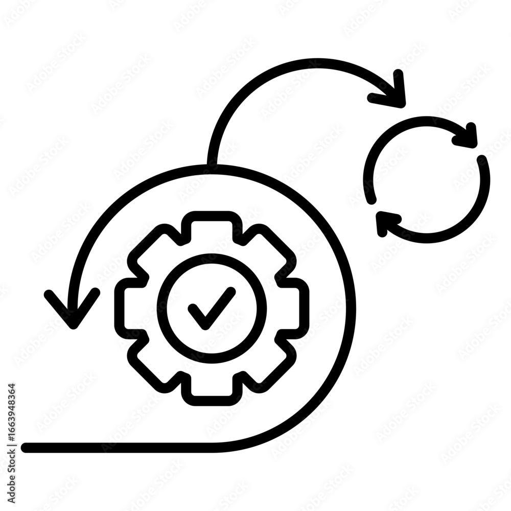Fototapeta premium Agile development and continuous workflow icon symbolizing a streamlined operational process for business automation and project management optimization