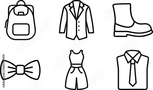 Collection of Fashion and Clothing Line Icons bags