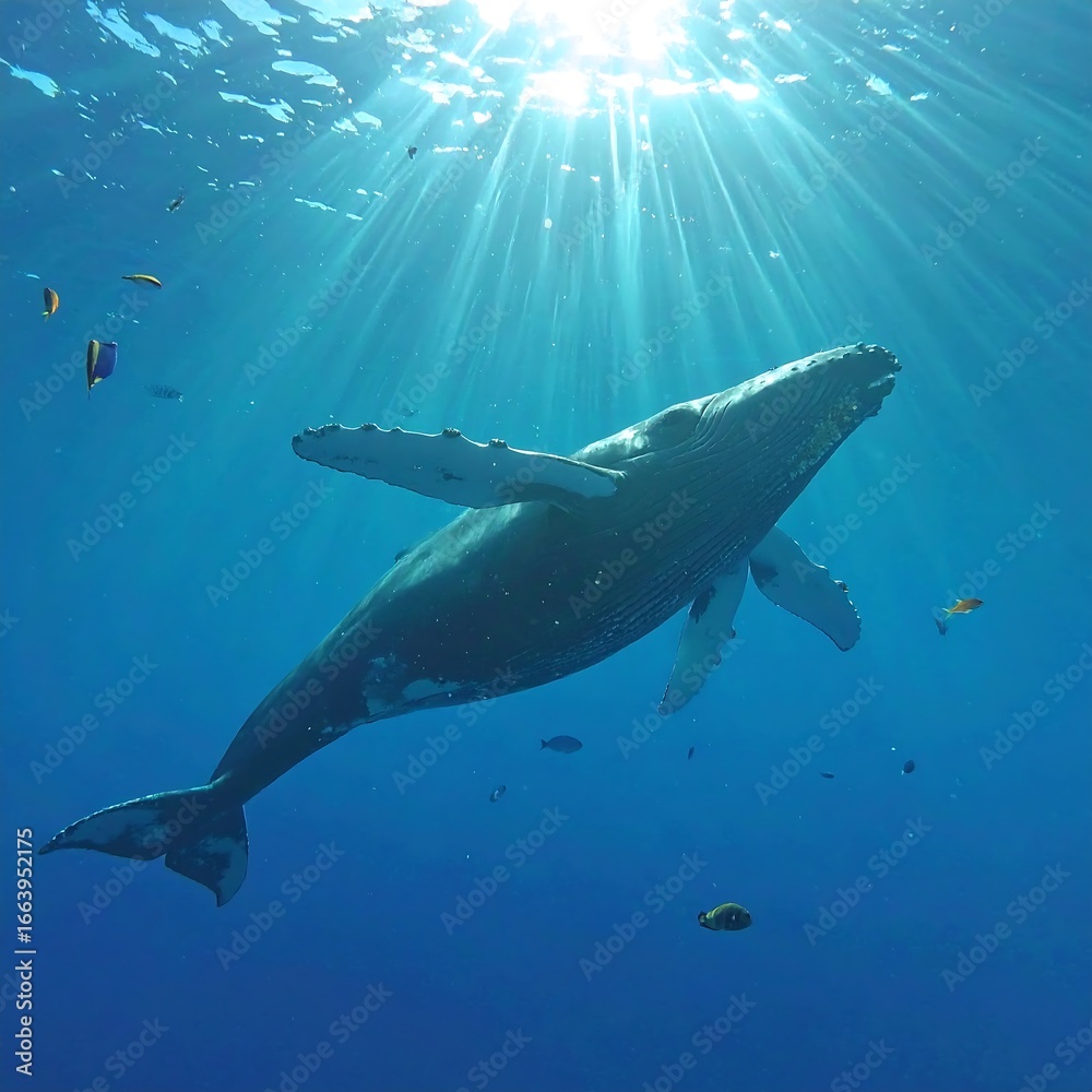 Fototapeta premium Humpback whale swimming underwater
