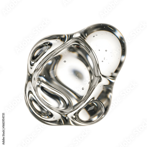 Abstract Macro Shot of a Transparent, Blob-Like Structure Isolated on White Background