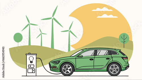 Sustainable Transportation Electric Vehicle Charging in a Wind Energy Powered Landscape