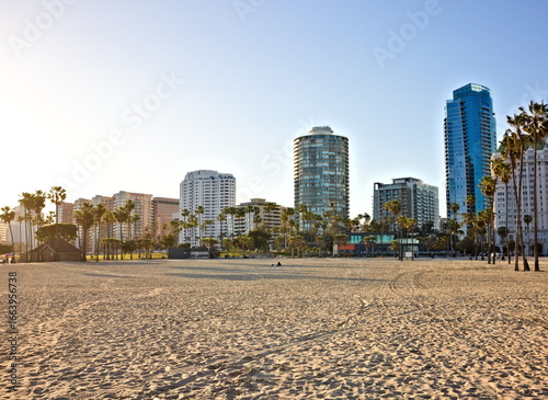 Long Beach skyline from the main beach
