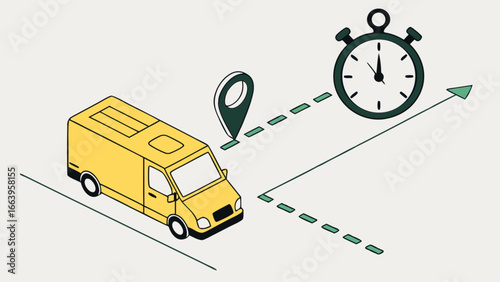 Fast Delivery Service Concept Time, Location, and Transportation Process Illustrated