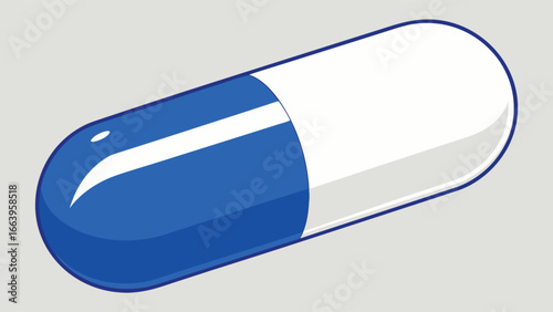 Medical Capsule Illustration A Blue and White Pill for Health and Wellness