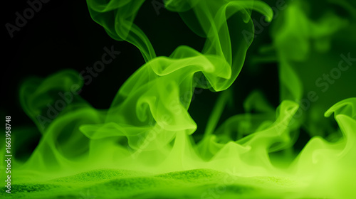 Ethereal Verdant Bloom: Wisps of Green Smoke Rising from a Textured Base.